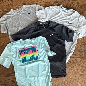 Nike Men's Gray, Black, and Aqua Short Sleeve Tees